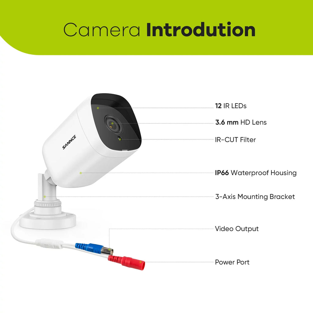 Night ft HD with Waterproof 4PCS Security 2MP 100 Security IP66 Full for DVR SANNCE exterior Vision System CCTV Camera Wired Camera