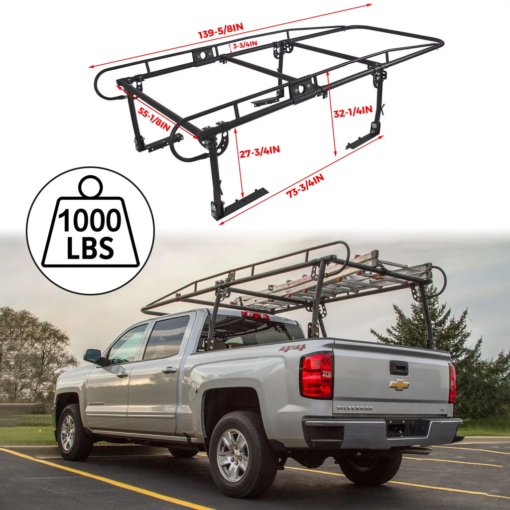 Rack dimension Lbs Truck Over-Cab Rack Utility Lumber Rack Adjustable Pickup Truck Full Ladder 60" Kayak 1000 HECASA