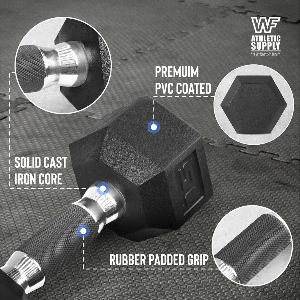 Rubber Toning, Full Workout & Dumbbells With Muscle Handle Hex Building Body Grip Strength For Rubber Encased Contoured