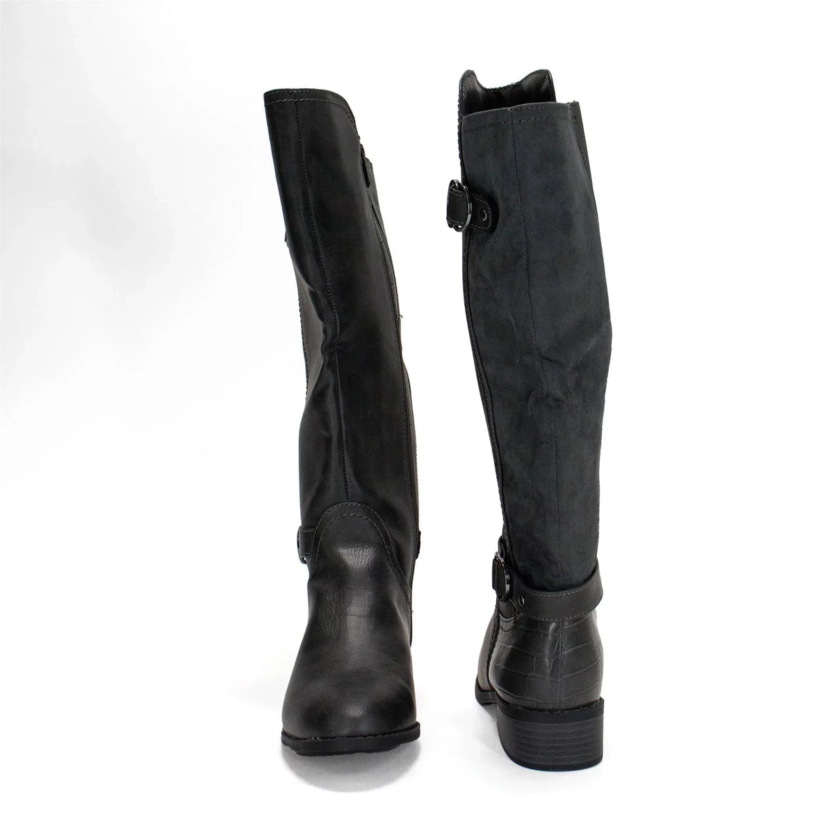 Women's Grey,8 US Scott M Extra Leandraa Calf Karen Riding Boot, Wide