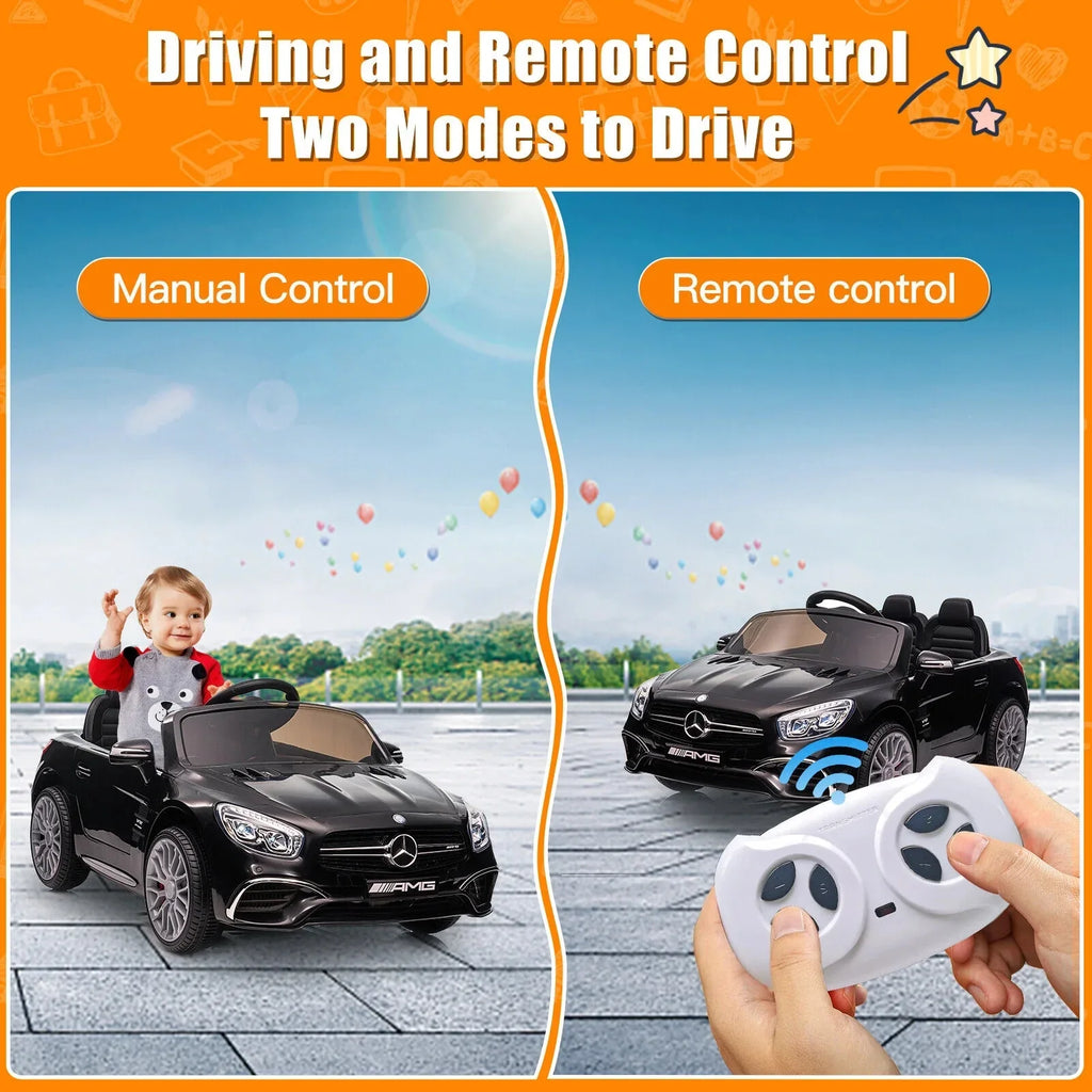 Kids - 12V Remote On with Electric SL65 AMG Licensed Ride Officially Car Benz Control