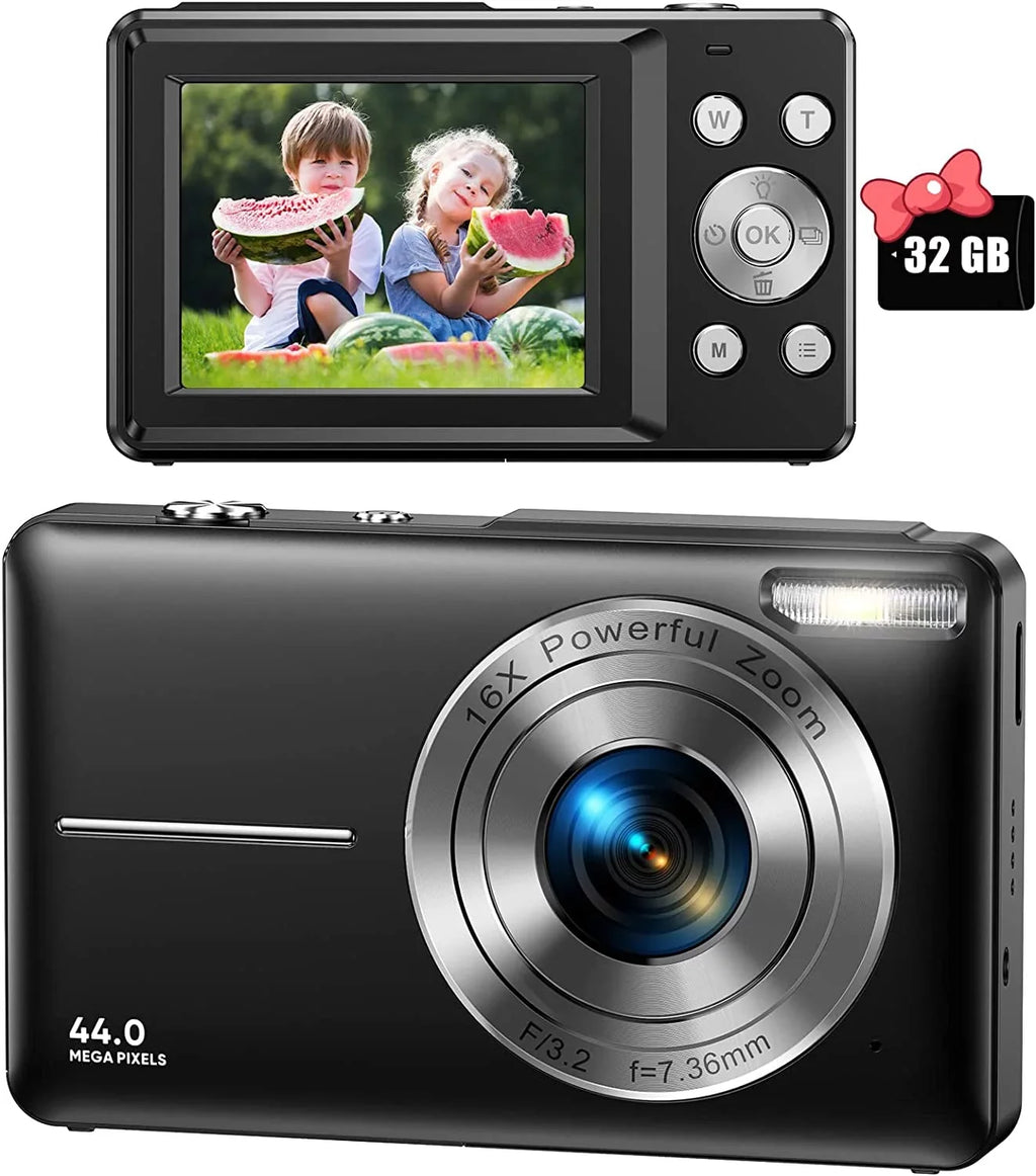 Video Digital 32GB Camera Digital SD FHD for Point Kids Zoom, Compact Camera 16X Digital with Camera, 1080P