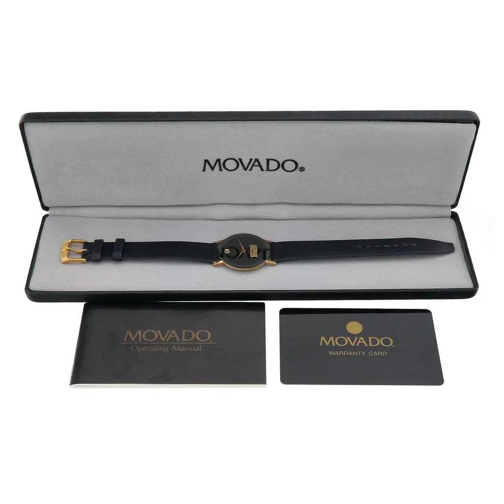 87.40.882L Museum Movado Watch 30mm Leather Ultra-Thin Wrist Hyatt Quartz