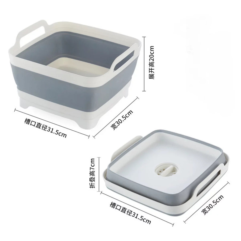 Plug(Gray) Basin Dish Gal(9L) Draining Tub,Washing Portable Collapsible Imoment Tub Sink,Folding with 2.4 Laundry