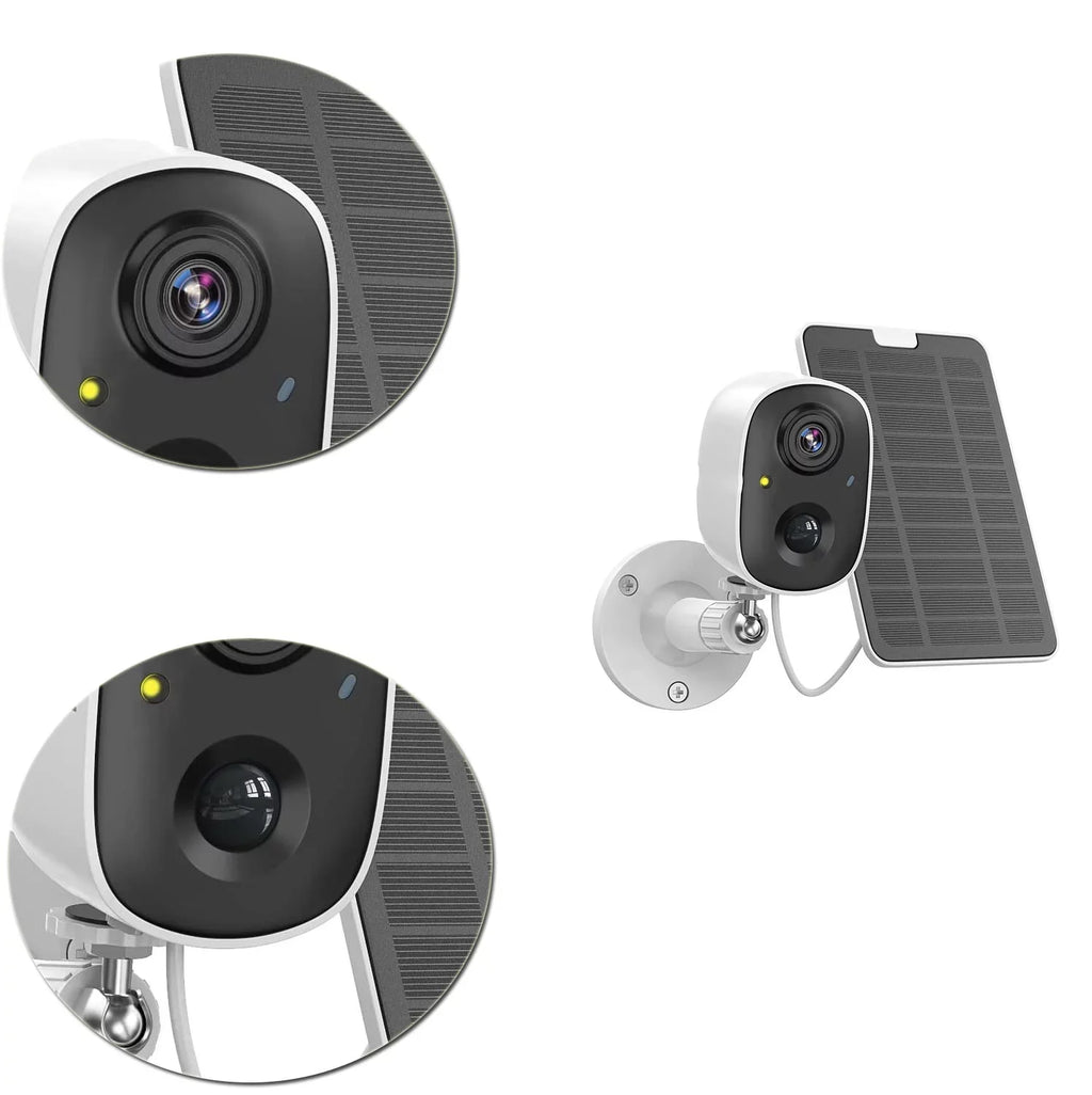 Surveillance exterior, Camera Powe 2-Way Siren Night Detection, Camera, Security Wireless 1080P Motion Color Solar Waterproof Vision WiFi Storage,IP65 Alarm,Cloud/SD Battery Audio,