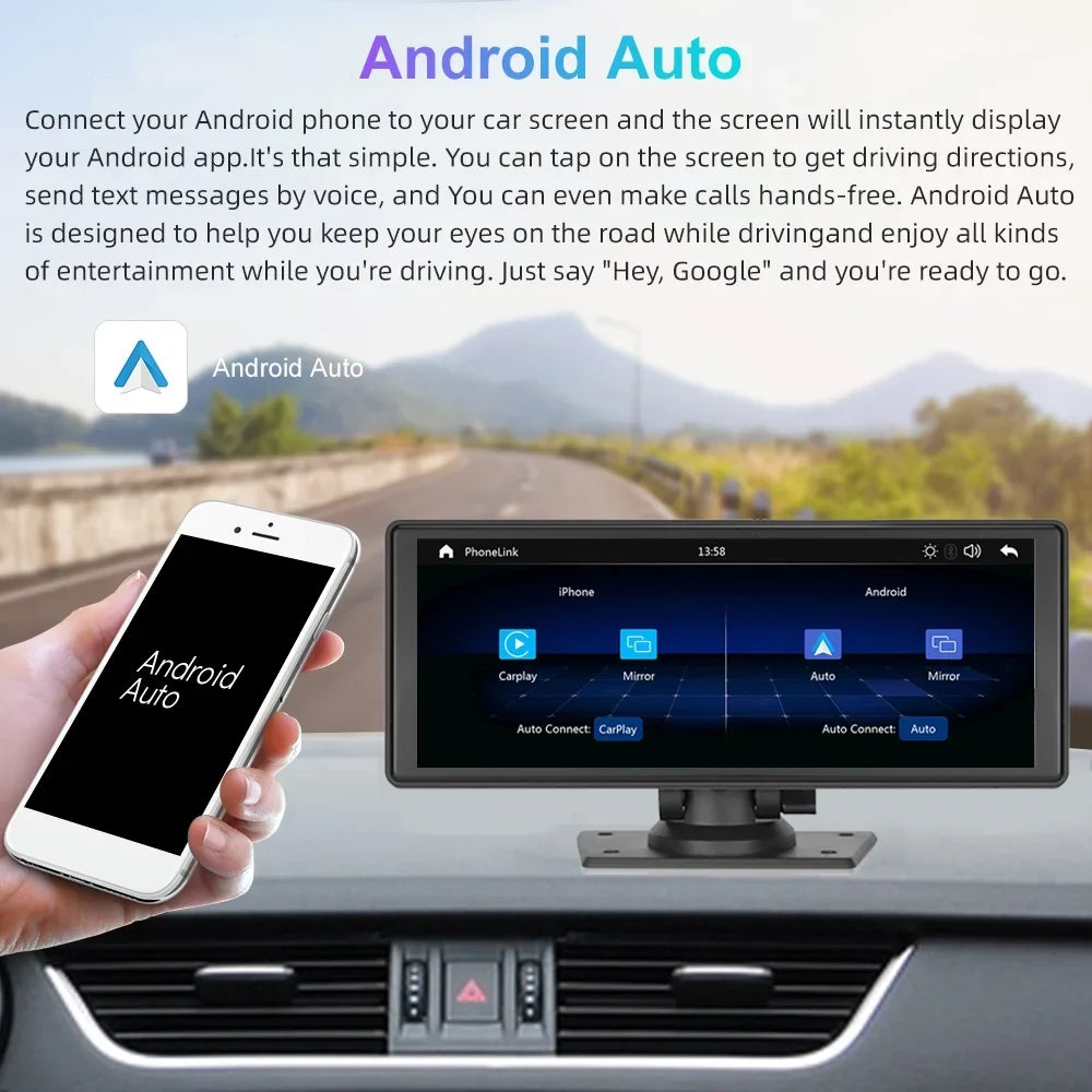 Stereo Synchronization/Rear Player with Stereo,Newest Car Bluetooth Unit Touch Screen with Car Navigation Carplay&Android 9.3 Auto Portable Transmitter,AUX, Bluetooth/FM FM Inch TF Wireless Camera