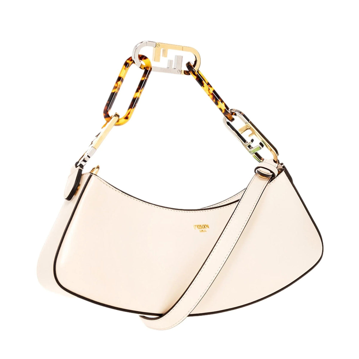 Shoulder Bag Fendi O'Lock Ivory Calfskin Leather Swing