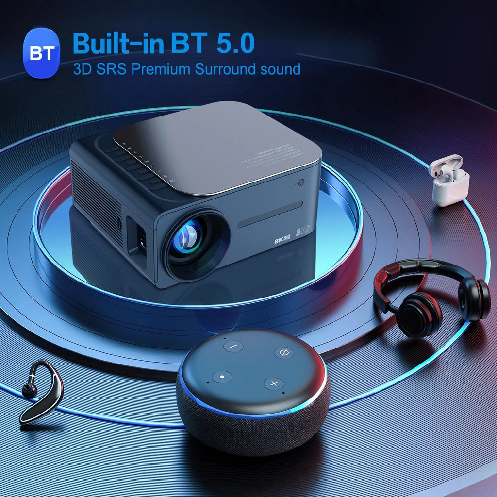 Voice moobody WiFi 80,inch Projector Intelligent HDR Large Control Ultra Keystone Correction BT5.0 8K 9 Android Screen AI 2.4G+5G Clear