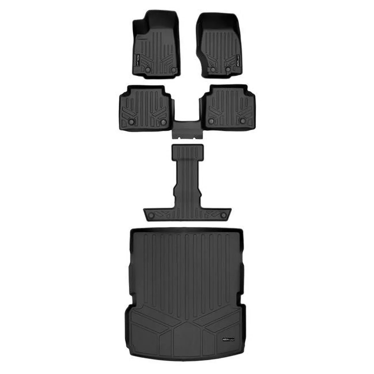 Black All Fit Liner Cherokee Row & SA0568-B0569-C0569-D0568 Behind Mat Black 2021-2023 L, Set 2nd for Row Custom Grand the Cargo 3 Liner climate Floor Jeep