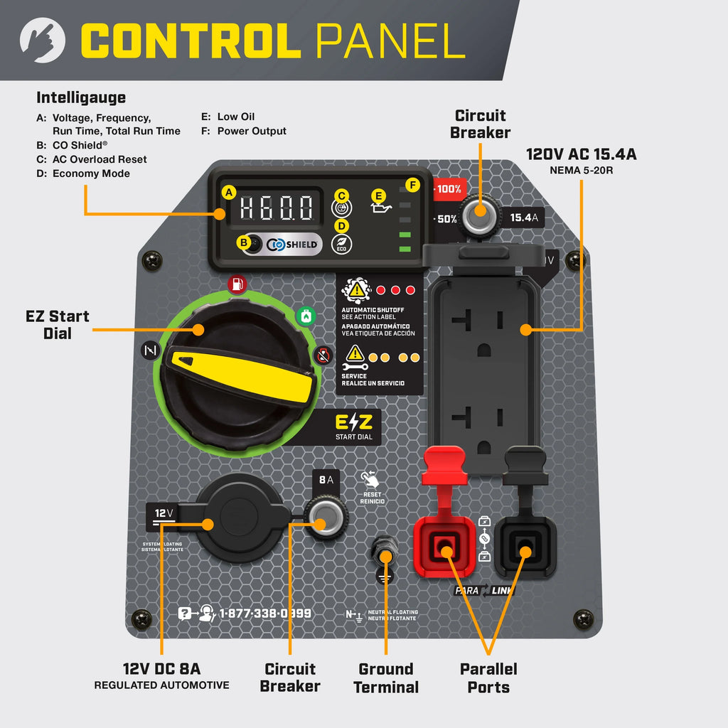Shield Quiet 2500-Watt Dual and Power Fuel with Equipment Champion Generator CO Technology Portable Inverter