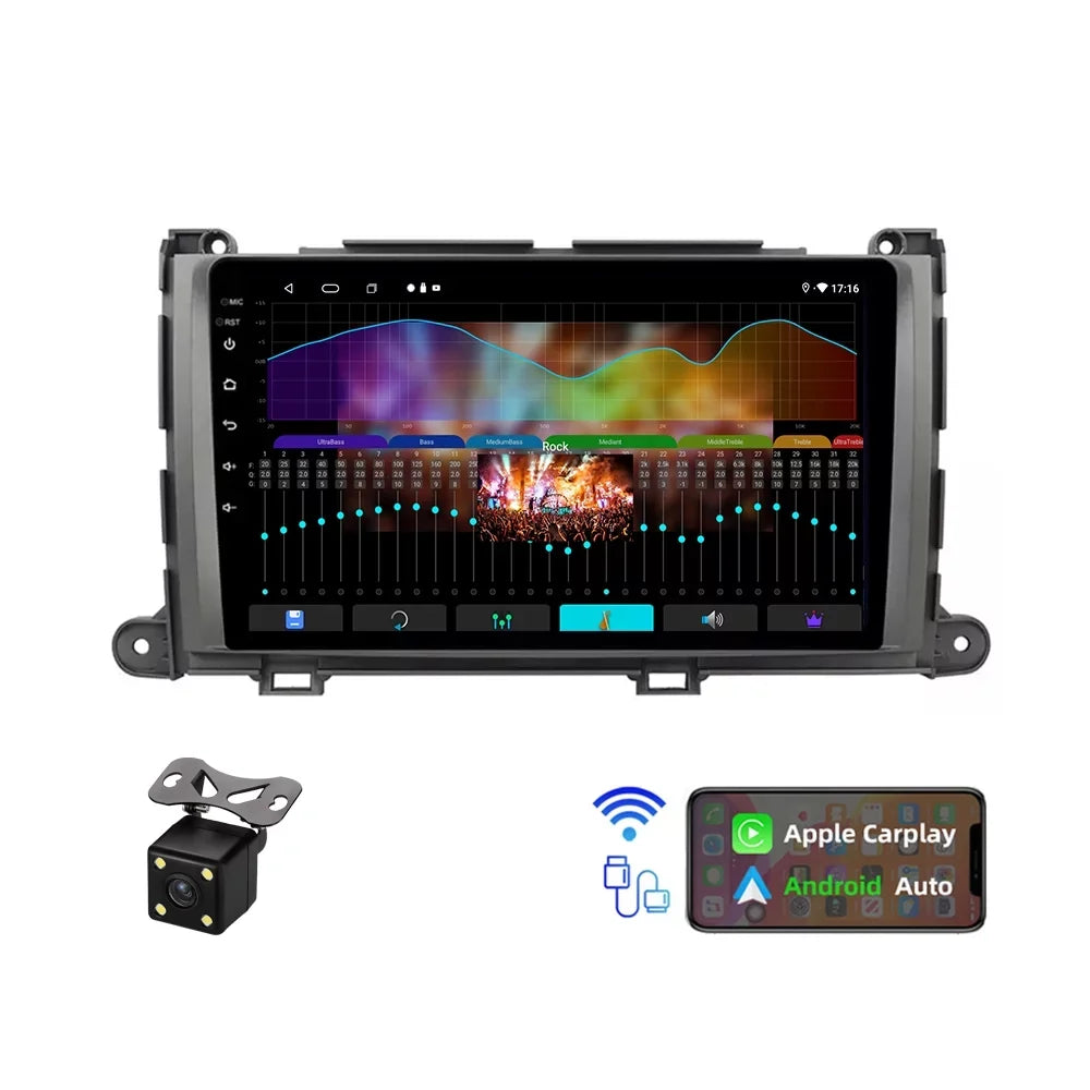 Screen Wireless Car Android Support Stereo 10 JMANCE 9" for Touch Radio Auto CarPlay 2011-2014 Andriod Sienna