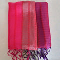 '- Thick Pink/Purple Silk Vegan Tricolor Shawl Striped