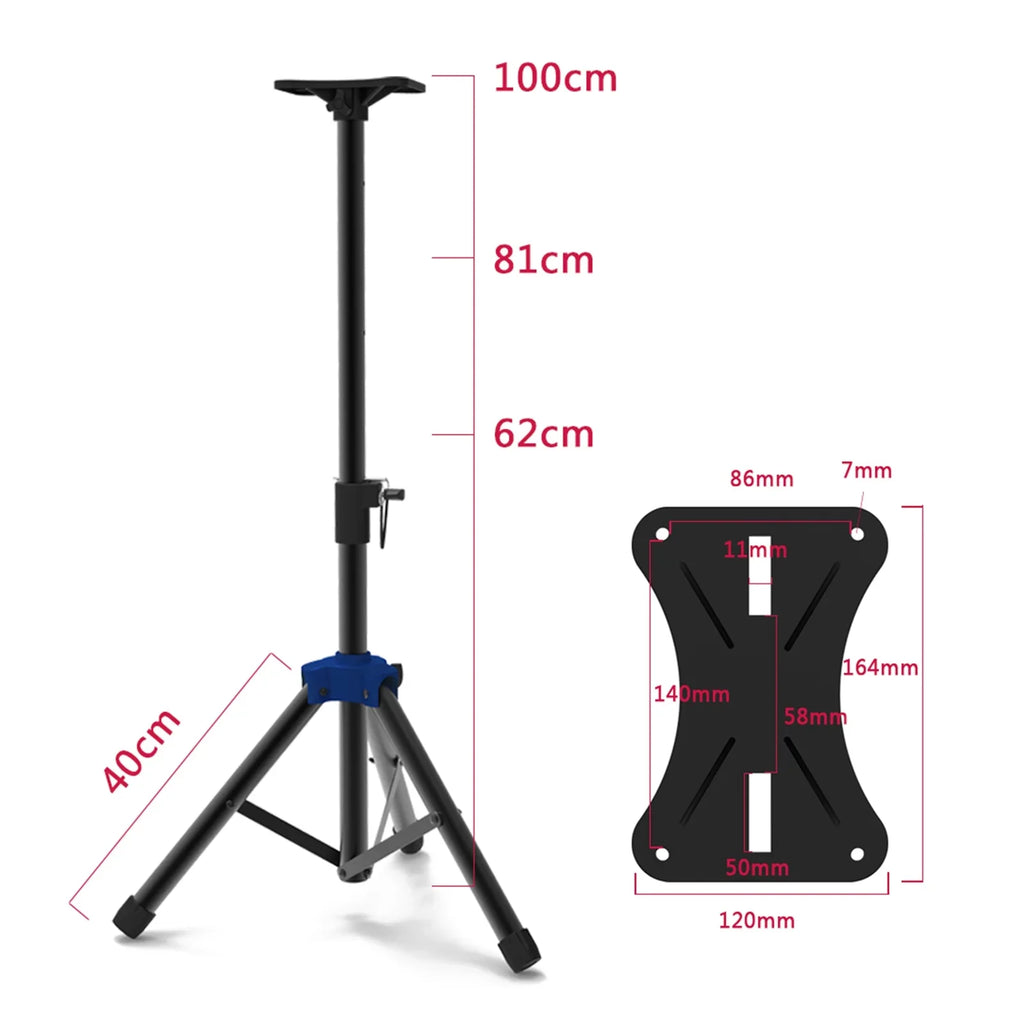 Height, Speakers Stand Base with Carevas for Three Bracket, Telescoping Triangle Studio Duty Heavy Speaker point