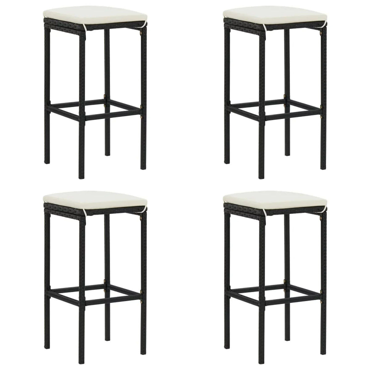 Anself Cushioned with Dining Backyard, 4 Bistro, and Garden Chairs Pub, Black Piece Set Terrace, for Rattan Shelf Stool Poly Bar Table Storage exterior 5 Patio Set