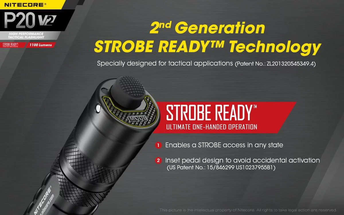 Nitecore 1100 P20 Lumens XP-L2 - Flashlight LED Tactical V6 - V2 CREE