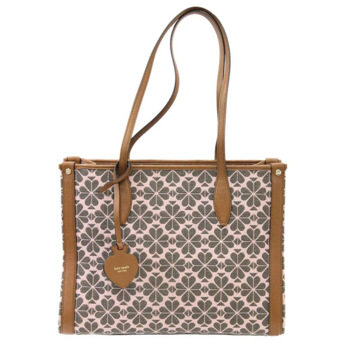 bag spade women's tote shoulder Pre-Owned collection flower leather KS pink brown jacquard (Good) x Kate Spade