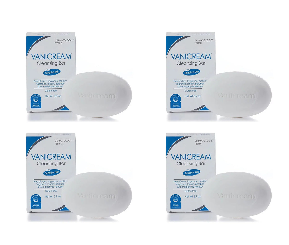 4) (Pack Vanicream Bar and oz of Sulfate 3.9 For Gluten Free, Sensitive Skin, Cleansing