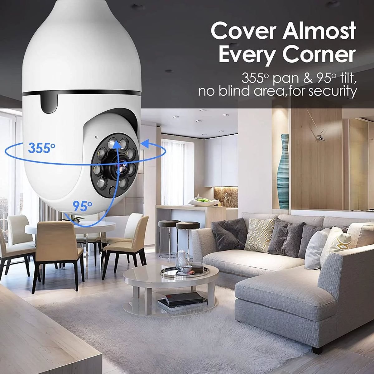 360 Surveillance Mobile Full-Color and Light View Bulb Camera, Vision(2 Wi-Fi Degrees 1080P exterior Remote Phone E27 Night PCS) Camera Camera, Security Camera,