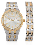 Set Male Octagon Two-Tone Watch Case Bracelet Elgin (FG170013ST) Analog and Adult
