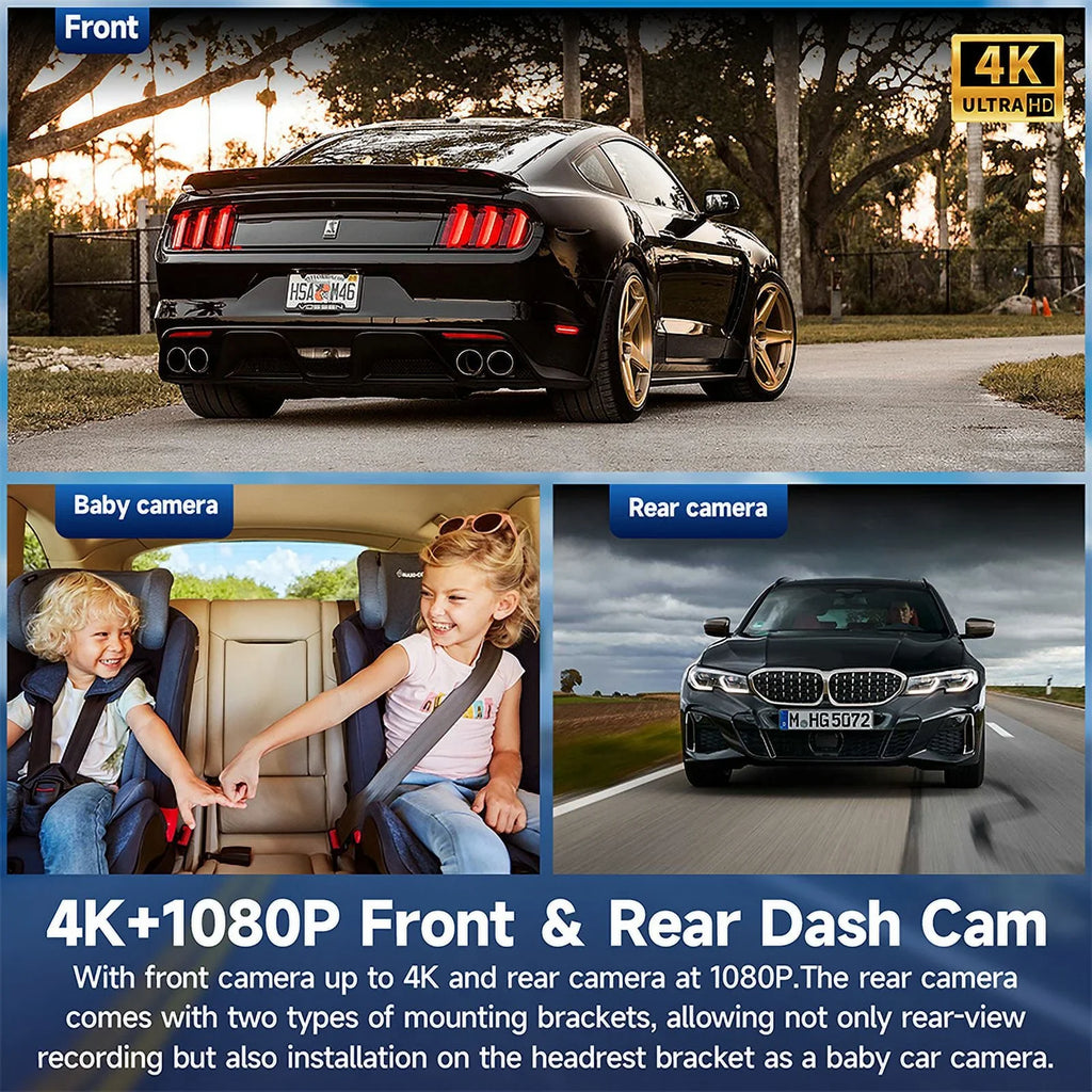 Car Bluetooth Dash Front 1080p Camera 4K and Stereo Screen 9.3" Stereo CarPlay CarPlay CL860 Spedal Cam Unit GPS Car Wireless Receivers with Rear Navigation Rear- Portable Head Auto ＆Android