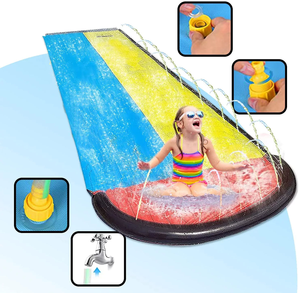 Lawn Racing Inflatable liquid 15.5ft Long liquid Slides Lane Kids Version, Slide Kaniye for Double