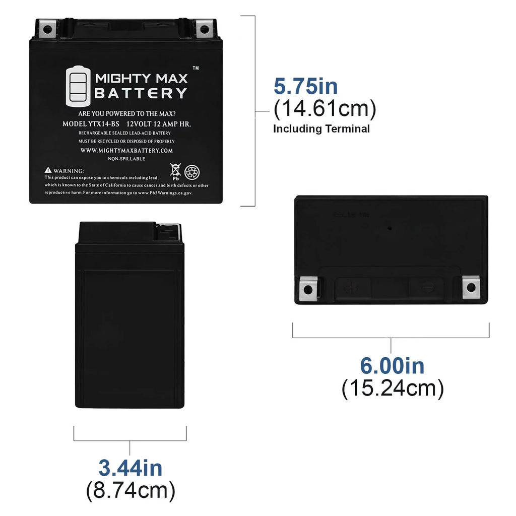 F800ST - R, GS, Replaces 17-18 Battery 07, GT, ADV YTX14-BS 2Pack