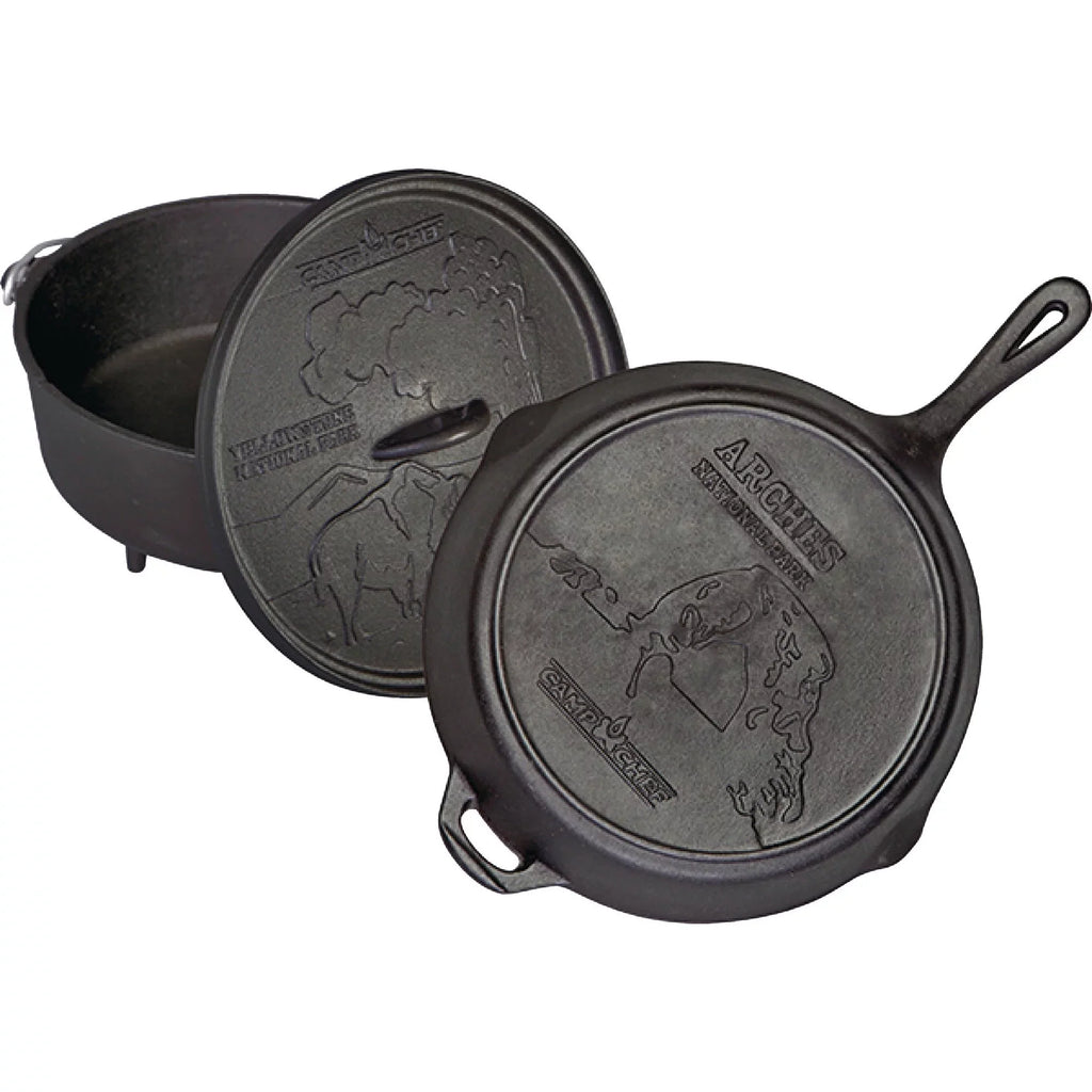 Nonstick and Cast Dutch CBOX100, Set, Chef Oven Camp 12" Skillet Iron
