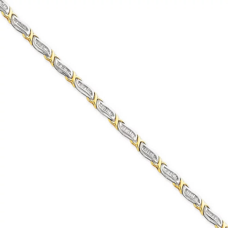 Two-Tone Diamond Baguette 14K 1cttw Bracelet Gold