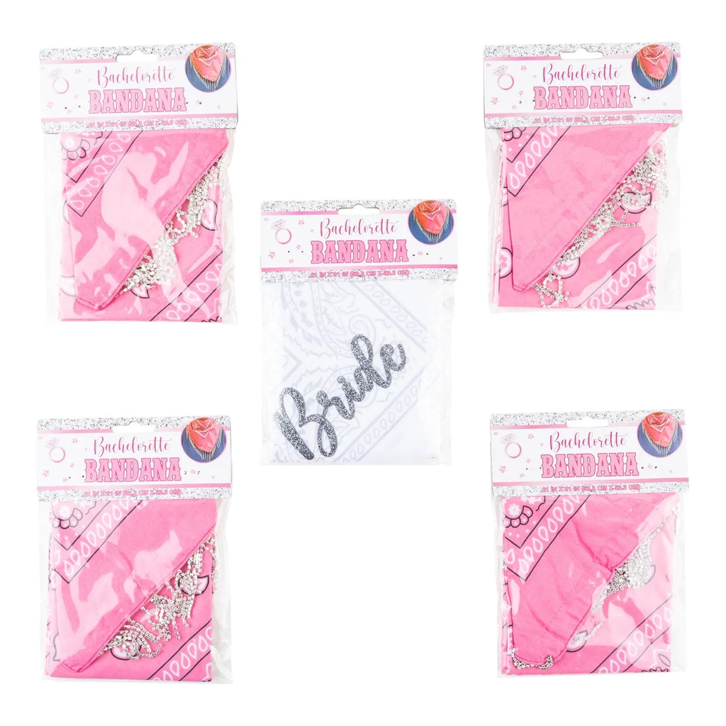 pink Fringe rhinestone four Bandana, and bandanas one with 5PK Bachelorette white