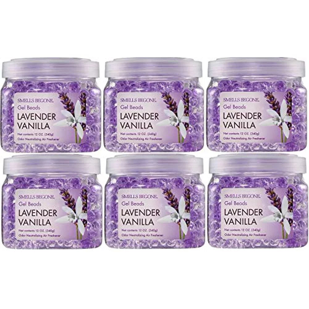 Absorber Lavender Beads BEGONE Scent Odor Gel SMELLS Control Vanilla Air Odor Freshener 12oz 6-Pack