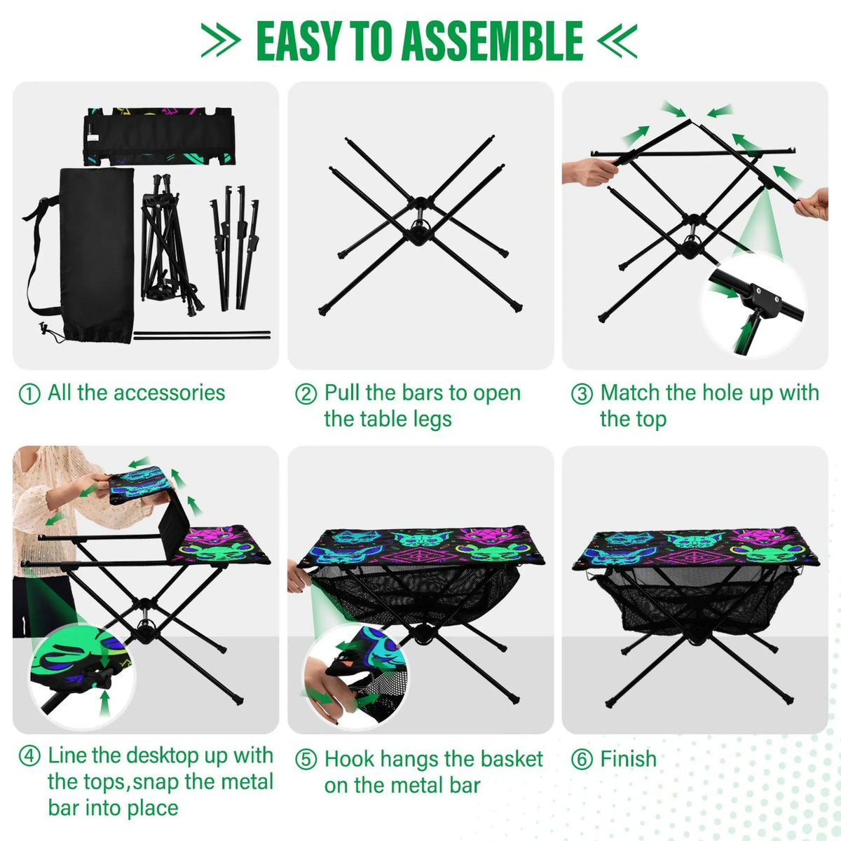 Table Travel Beach Table exterior Table Fishing Lions Camping Magic Devils Picnic with for Compact Portable BBQ Bag Storage Folding