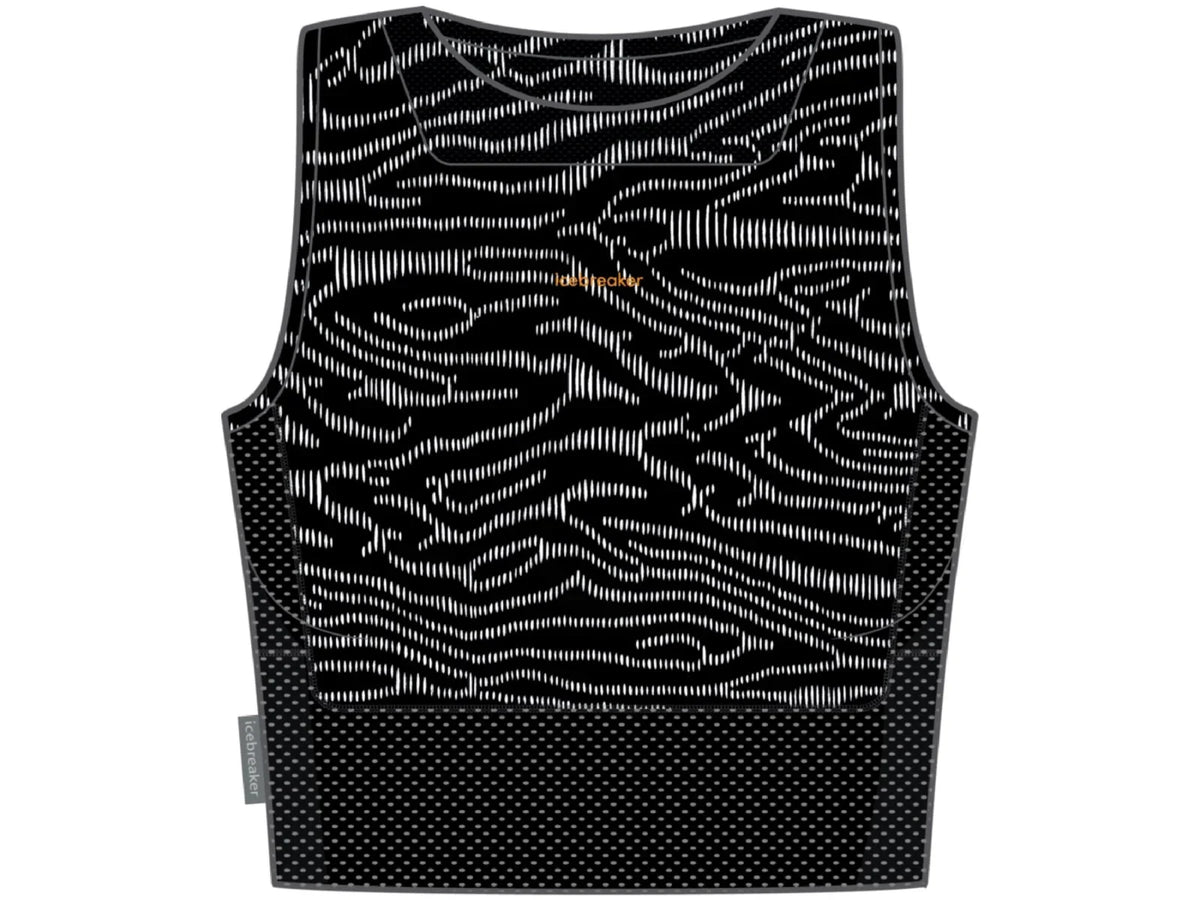 125 Black/Snow/Aop, Bra-Tank Lines - Women's, S Cropped Topo ZoneKnit Icebreaker
