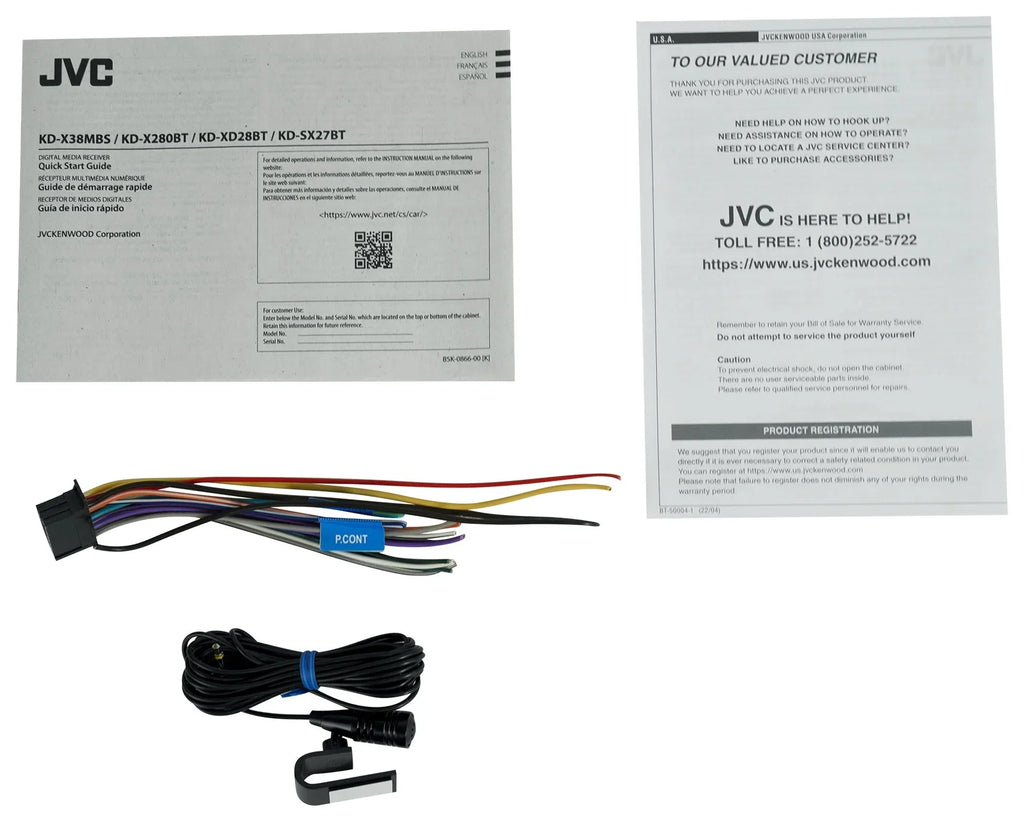 Digital JVC Bluetooth, Unit, Car KD-X280BT KD-X280BT Media Receiver with In-Dash Single-DIN