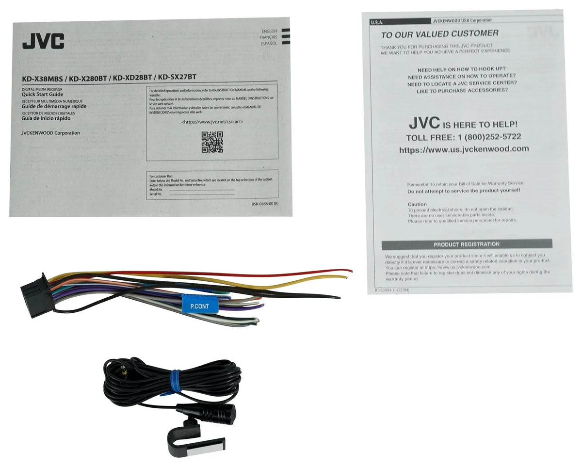 Digital JVC Bluetooth, Unit, Car KD-X280BT KD-X280BT Media Receiver with In-Dash Single-DIN