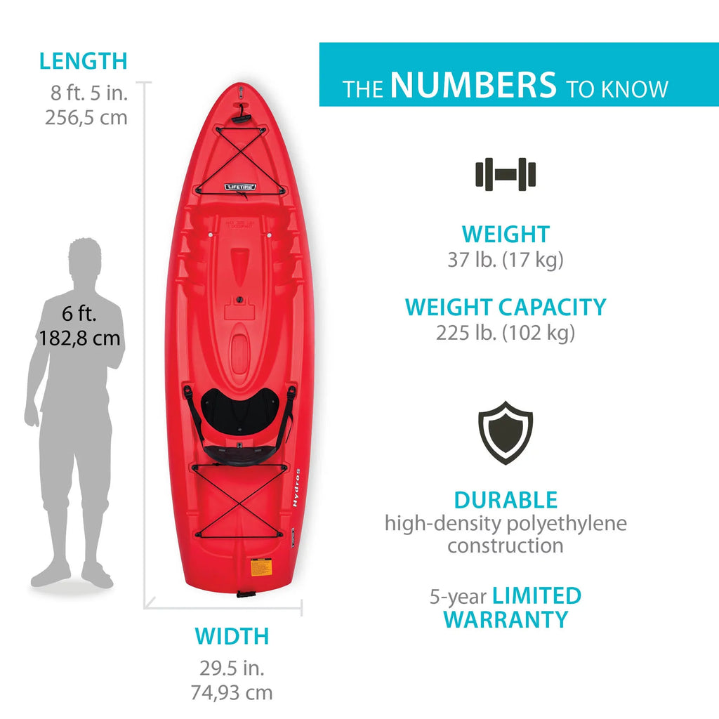 101 Hydros Lifetime Kayak, Red Fire (91234)