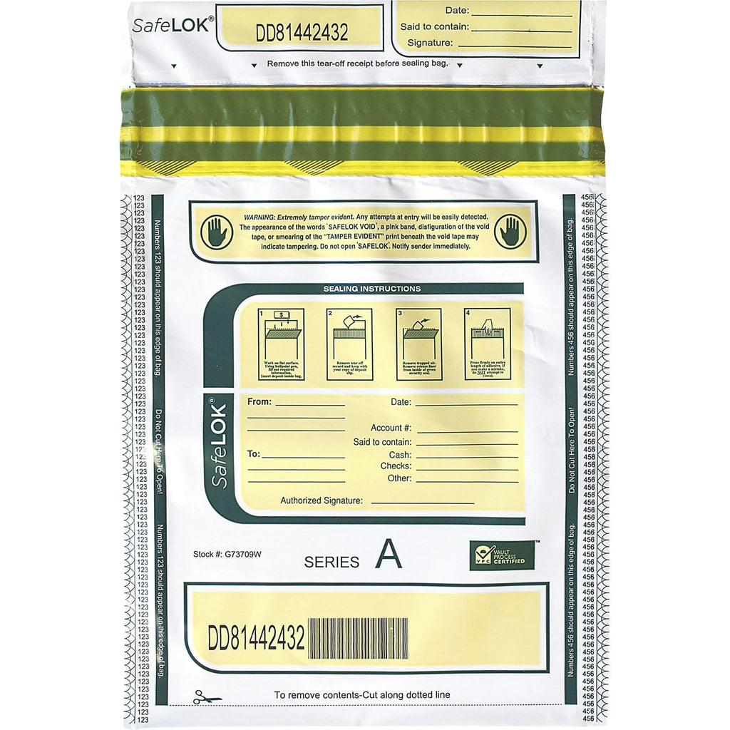 / ControlTek, Tamper-Evident SafeLOK CNK585089, Pack, White Bags, 100 Deposit