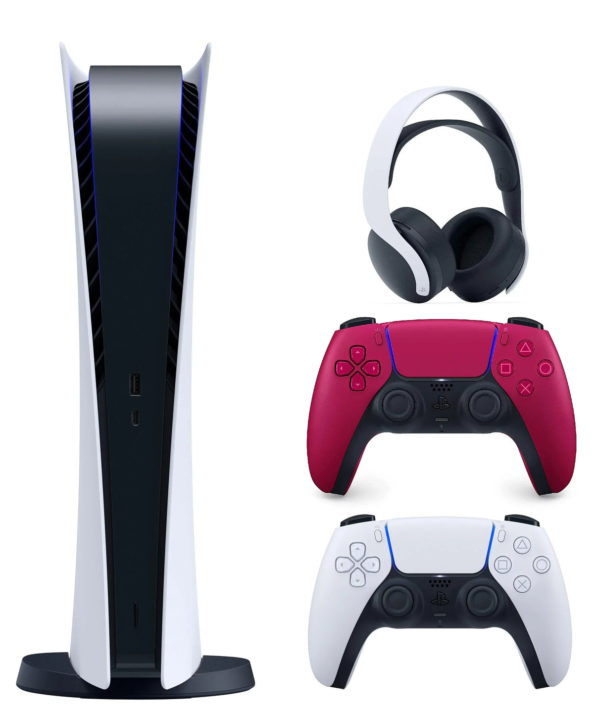 Limited PS5 with DualSense Digital Edition Pulse Red Headset W/ Controller PlayStation Cosmic 5 Bundle