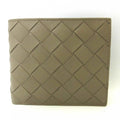 New) (Like Mini Folded Women's Bottega Wallet Calf Veneta Greige Pre-Owned Intrecciato Beige Square Men's