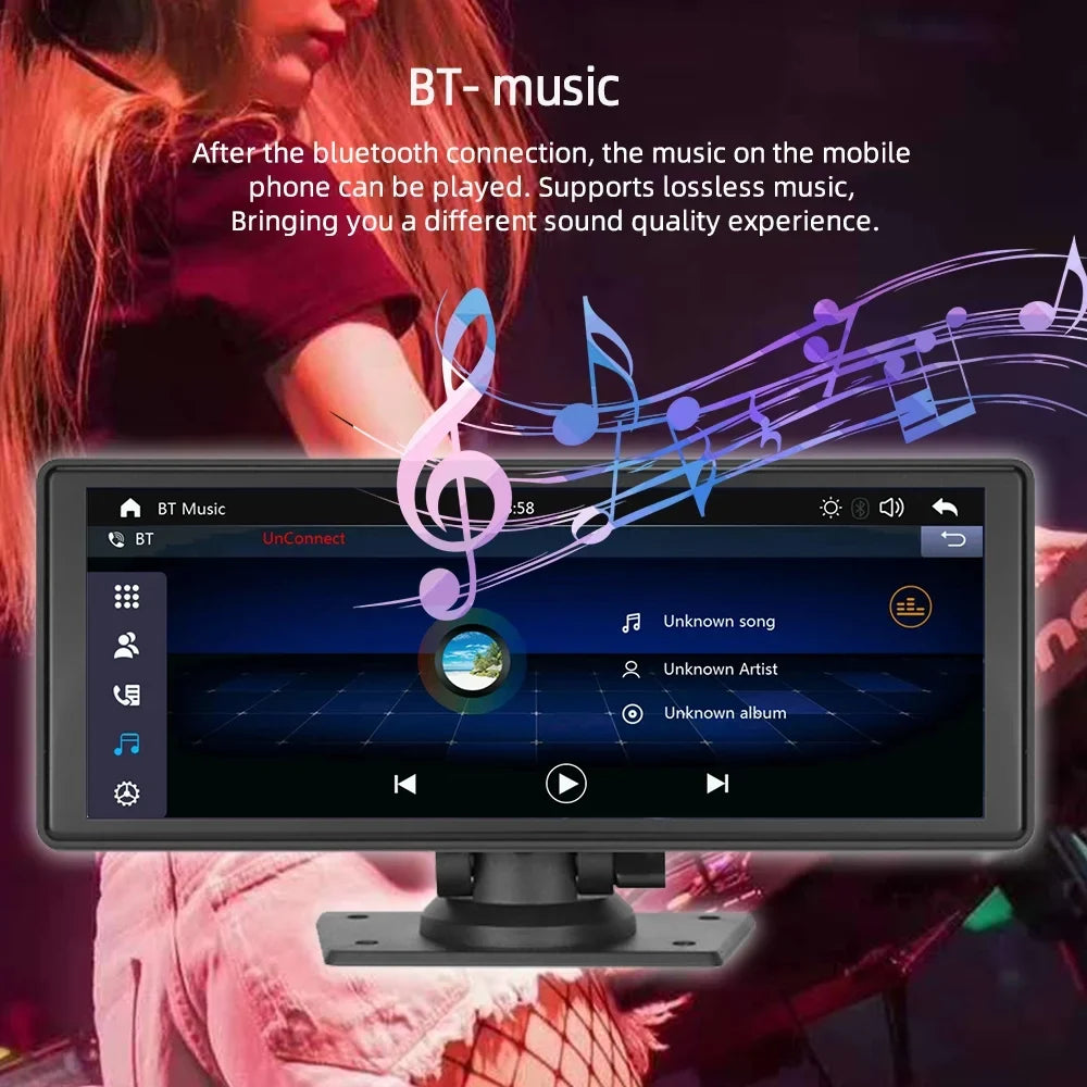 Stereo Synchronization/Rear Player with Stereo,Newest Car Bluetooth Unit Touch Screen with Car Navigation Carplay&Android 9.3 Auto Portable Transmitter,AUX, Bluetooth/FM FM Inch TF Wireless Camera