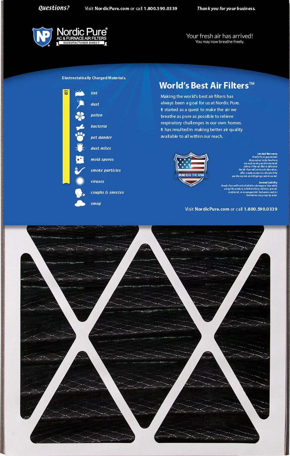 Replacement Air Filter Pleated Plus 3 10 Cub Pack MERV Bear Air 16x25x3 Carbon