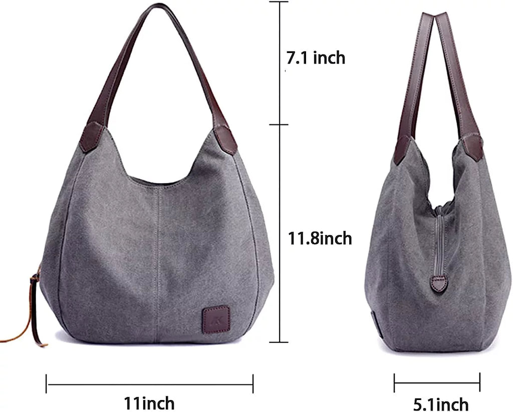 Multi Purses Bags Canvas Shoulder Hobo Women Purse Handbags Totes Pocket
