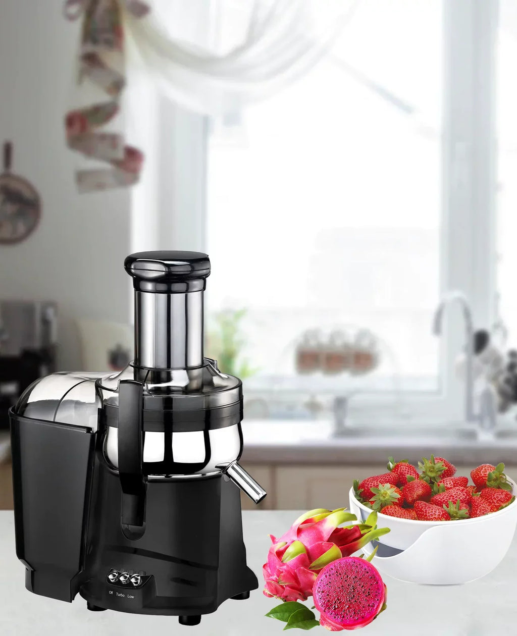 Vegetables & with Hand Juicer (Black) - Juicer Centrifugal Fruits Press Latch Safety for