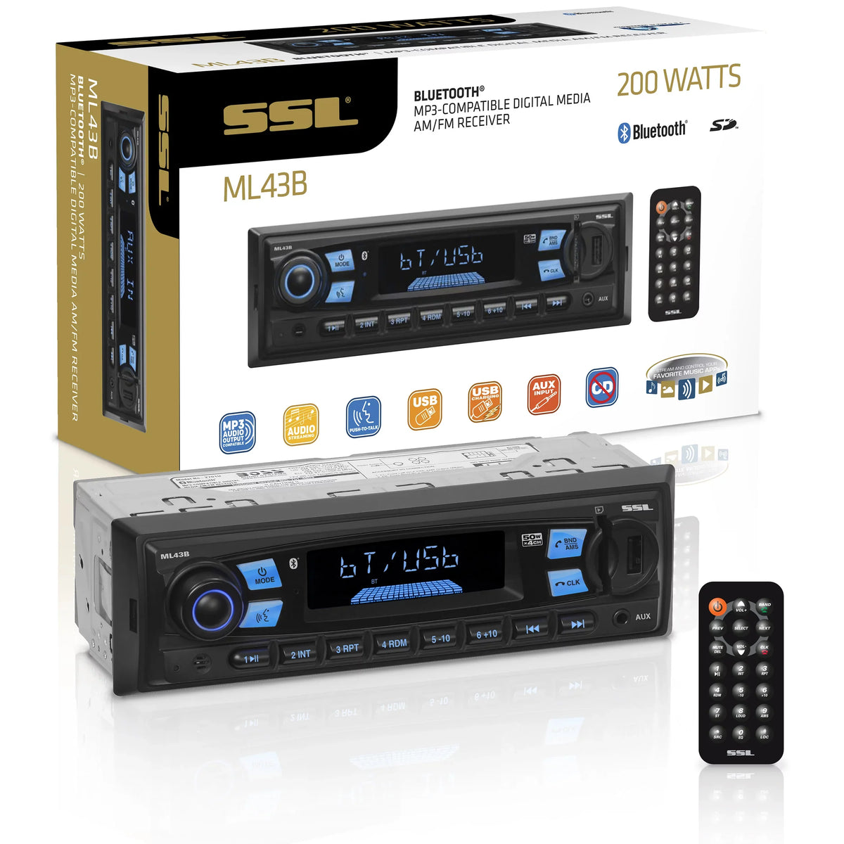 Storm Bluetooth, CD, USB, Car Laboratories AM/FM SD, No ML43B Sound Stereo,