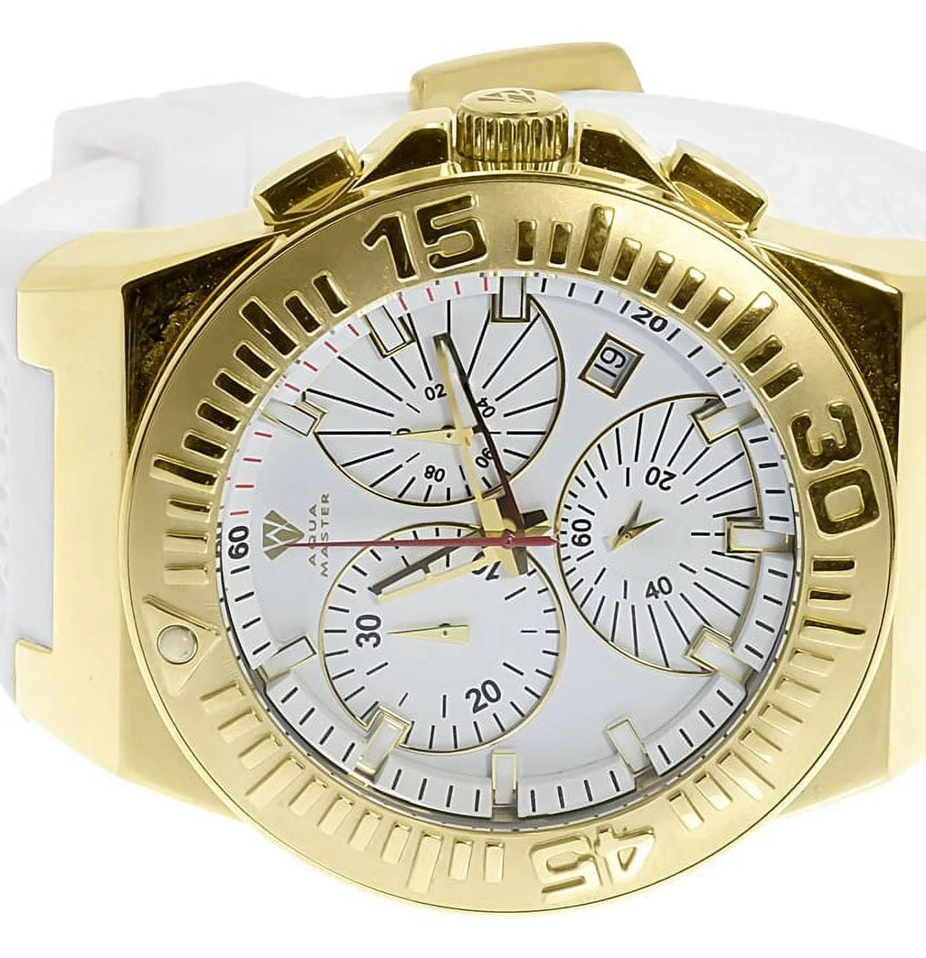 Silicone Gold Band Tone Jojo 49mm Mens Watch Rodeo Chronograph White Joe