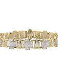 Gold Yellow 8" 4.5ct Link Diamond Pave Bracelet Cross Statement 10K Genuine Men's