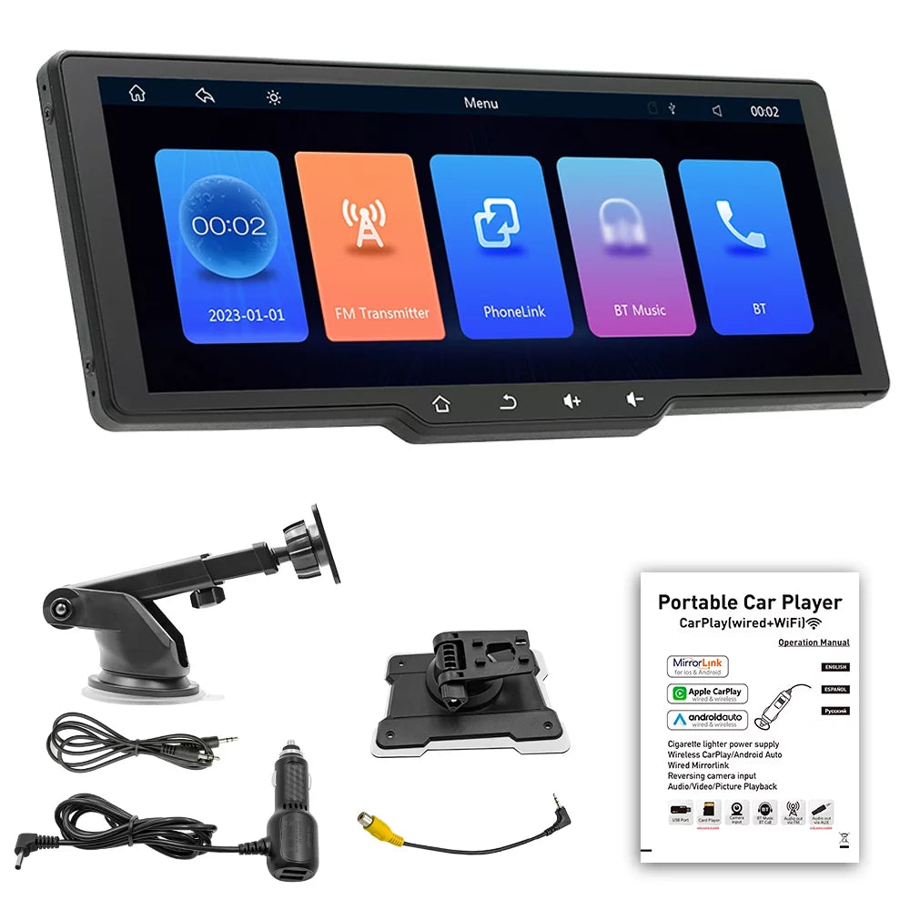 Car Camcorder CarPlay Player Recorder Car Shinysix APP Car Control Car Mobilephone Rearview Video Multi-language 10.26in Camera MultiMedia Wireless Auto Camera Portable