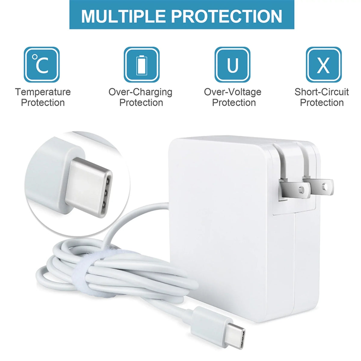 White Adapter AC KONKIN Replacement Gen for MTK Type-C Charger Type 2nd 300e BOO 65W 81QC Lenovo Chromebook Compatible