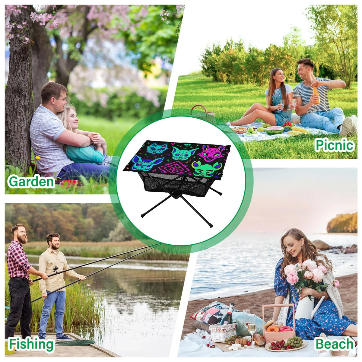 Table Travel Beach Table exterior Table Fishing Lions Camping Magic Devils Picnic with for Compact Portable BBQ Bag Storage Folding