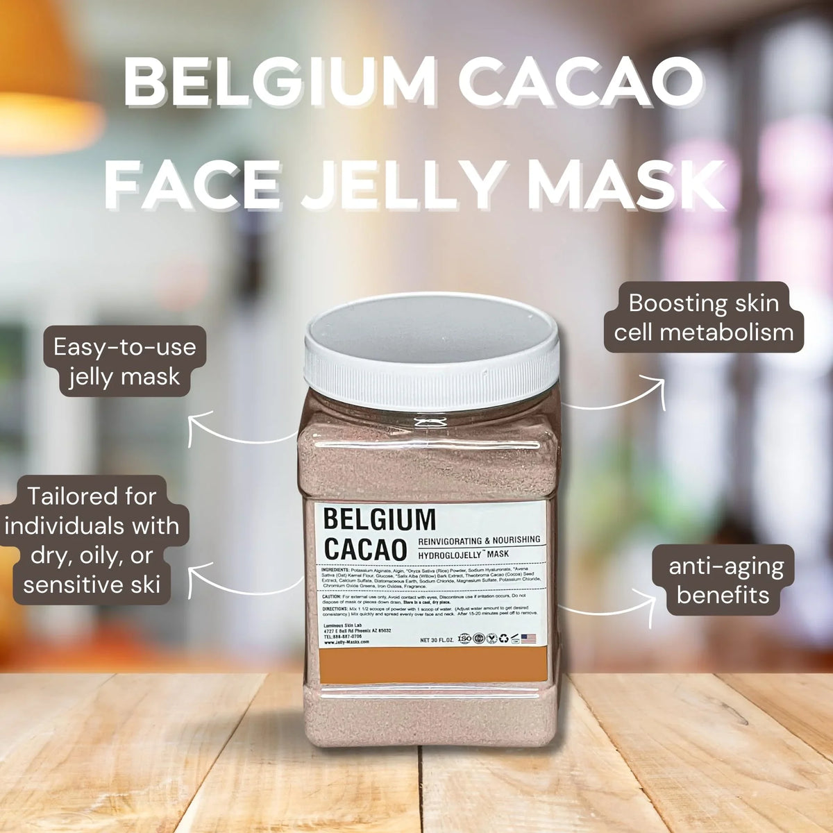 fl Spot, Belgium 30 All Cacao Luminous Type, oz Skin Facial off Peel Jelly Skin Reducing Mask, Lab Anti Mask, Dark Aging,