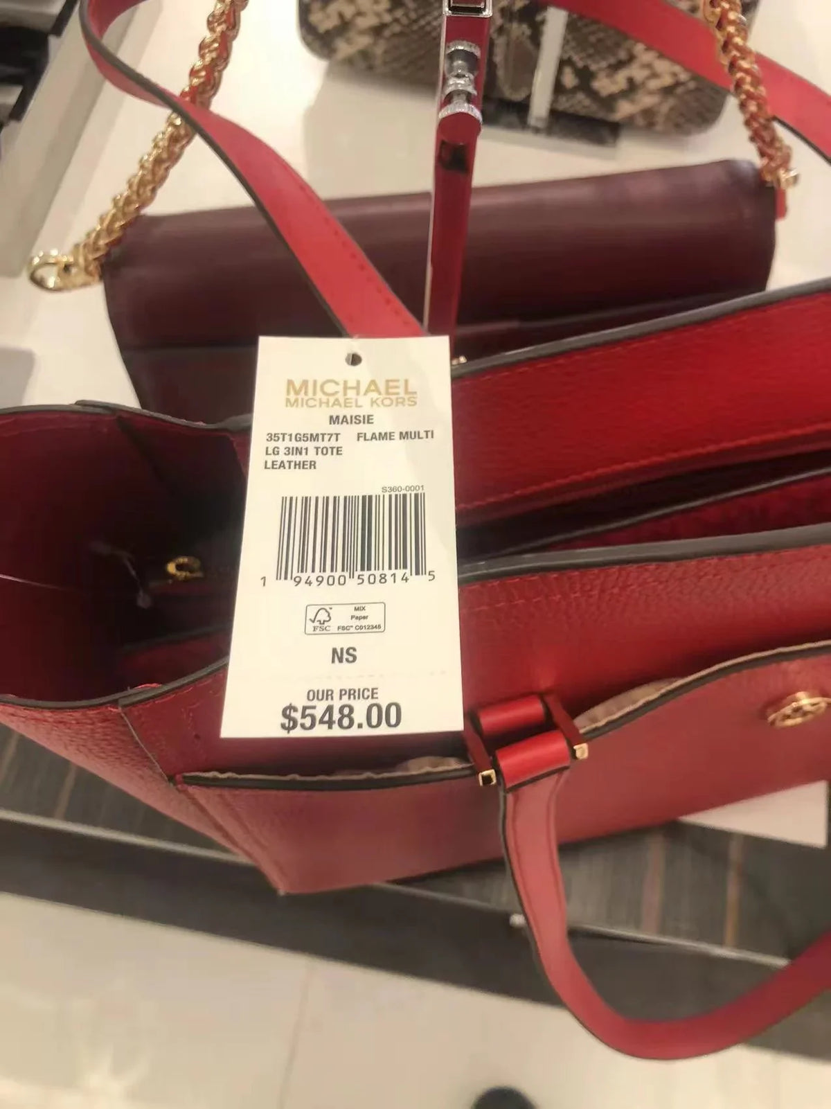 Bag Michael In Pebbled Multi Maisie Leather Large Flame Tote Kors 3-In-1 35T1G5Mt7T